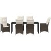 7-delat Trädgårdsmatbord Med Kuddar i Brunt Poly Rattan vidaXL 200 x 80 x 73 cm – miniatyr 6
