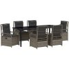 7-delat Trädgårdsmatbord Set Grå Poly Rattan vidaXL 200 x 80 x 73 cm – miniatyr 2