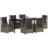 7-delat Trädgårdsmatbord Set Grå Poly Rattan vidaXL 200 x 80 x 73 cm – miniatyr 3