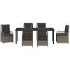 7-delat Trädgårdsmatbord Set Grå Poly Rattan vidaXL 200 x 80 x 73 cm – miniatyr 6