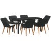 7-delat trädgårdsmatbordset svart poly rotting vidaXL 160 x 80 x 74 cm – miniatyr 2