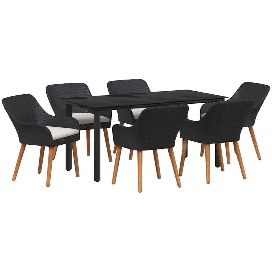 7-delat trädgårdsmatbordset svart poly rotting vidaXL 160 x 80 x 74 cm – bild 2