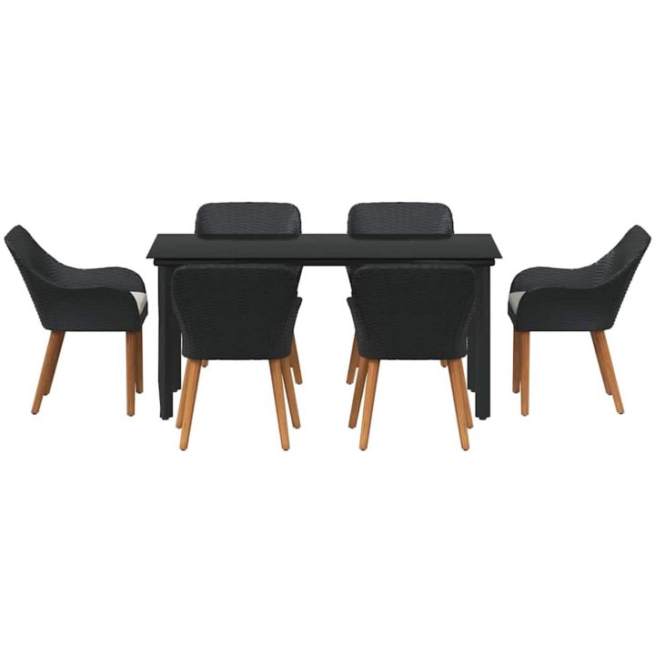 7-delat trädgårdsmatbordset svart poly rotting vidaXL 160 x 80 x 74 cm – bild 7