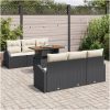 7-delat Trädgårdsmatsalsset med Kuddar Svart Poly Rattan Akacia vidaXL 100 x 55 x 73 cm – miniatyr 3