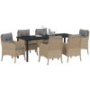 7-delat Trädgårdsmatset med kuddar Beige Poly konstrotting vidaXL 200 x 80 x 73 cm – miniatyr 3