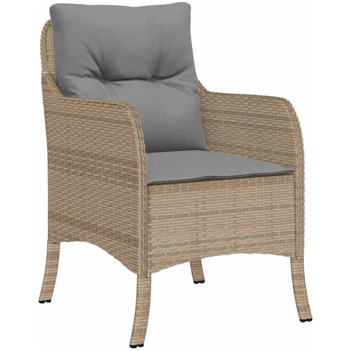 7-delat Trädgårdsmatset med kuddar Beige Poly konstrotting vidaXL 200 x 80 x 73 cm – bild 5