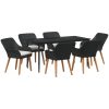 7-delat trädgårdsmiddagset i svart poly rattan vidaXL 160 x 80 x 74 cm – miniatyr 2