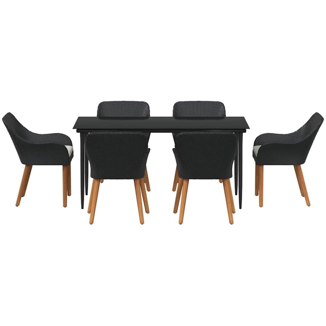 7-delat trädgårdsmiddagset i svart poly rattan vidaXL 160 x 80 x 74 cm – bild 8