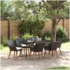 7-delat trädgårdsmiddagset i svart poly rattan vidaXL 160 x 80 x 74 cm – miniatyr 1