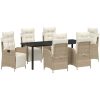 7-delat trädgårdsmöbelset - Beige poly ratt vidaXL 200 x 80 x 73 cm – miniatyr 2