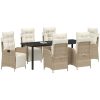 7-delat trädgårdsmöbelset - Beige poly ratt vidaXL 200 x 80 x 73 cm – miniatyr 3