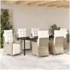 7-delat trädgårdsmöbelset - Beige poly ratt vidaXL 200 x 80 x 73 cm – miniatyr 4
