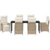 7-delat trädgårdsmöbelset - Beige poly ratt vidaXL 200 x 80 x 73 cm – miniatyr 6