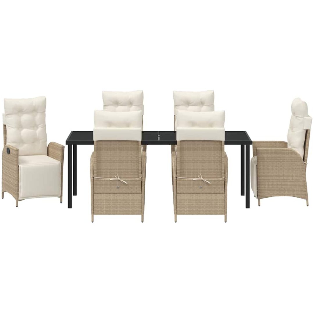 7-delat trädgårdsmöbelset - Beige poly ratt vidaXL 200 x 80 x 73 cm – bild 6