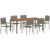 7-delat trädgårdsmöbelset Grå Poly Rattan vidaXL 6 - Sits – miniatyr 2