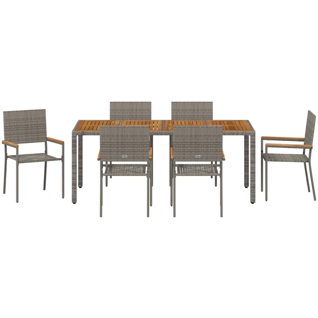 7-delat trädgårdsmöbelset Grå Poly Rattan vidaXL 6 - Sits – bild 7