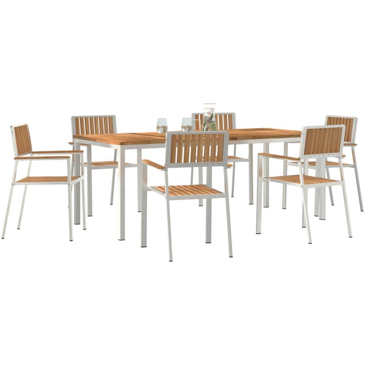 7-delat Trädgårdsmöbelset i Massiv Teak vidaXL Stor – bild 3