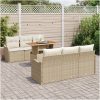 7 Delat Trädgårdsmöbelset med Kuddar Beige Poly Rottning vidaXL Stor – miniatyr 3