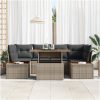 7-delat trädgårdsmöbelset med kuddar i grå poly-rattan vidaXL 100 x 55 x 73 cm – miniatyr 3