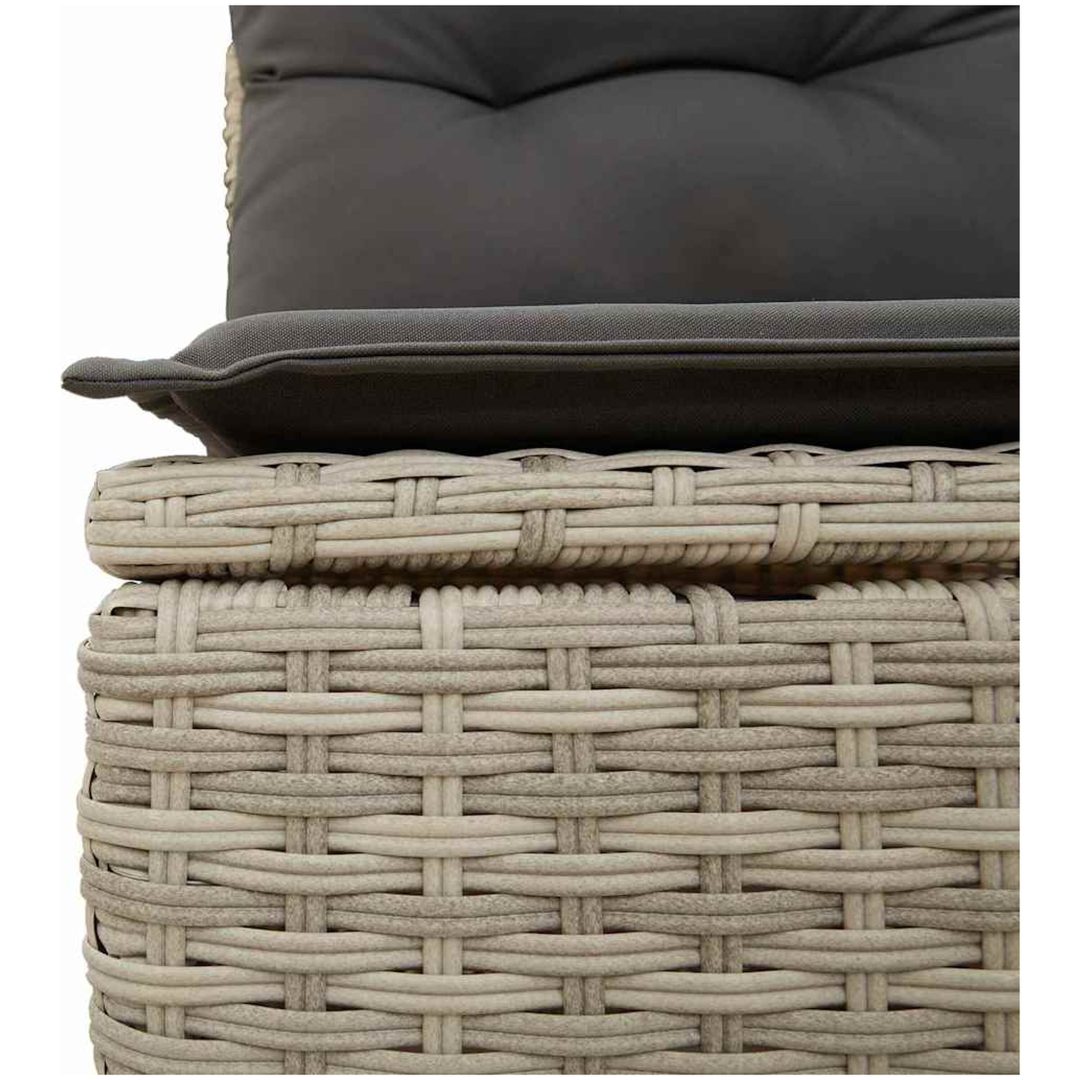 7-delat Trädgårdsmöbelset med Kuddar Ljusgrå Poly Rattan vidaXL Medium – bild 6