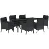7-delat trädgårdsmöbelset med kuddar Svart Poly Rattan vidaXL 200 x 80 x 73 cm – miniatyr 2