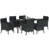 7-delat trädgårdsmöbelset med kuddar Svart Poly Rattan vidaXL 200 x 80 x 73 cm – miniatyr 3