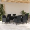 7-delat trädgårdsmöbelset med kuddar Svart Poly Rattan vidaXL 200 x 80 x 73 cm – miniatyr 4