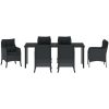7-delat trädgårdsmöbelset med kuddar Svart Poly Rattan vidaXL 200 x 80 x 73 cm – miniatyr 6