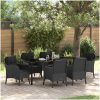 7-delat trädgårdsmöbelset med kuddar Svart Poly Rattan vidaXL 200 x 80 x 73 cm – miniatyr 1