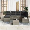 7-delat Trädgårdsofa Set med Kuddar Grå Konstrotting vidaXL 55 x 55 x 37 cm – miniatyr 3