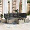 7-delat Trädgårdsofa Set med Kuddar Grå Konstrotting vidaXL 55 x 55 x 37 cm – miniatyr 1