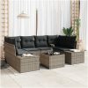 7-delat trädgårdsofa set med kuddar grå polyrotting vidaXL 55 x 55 x 37 cm – miniatyr 1