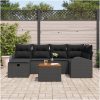 7-delat Trädgårdsofa Set med Kuddar Svart Poly Rattan vidaXL Stor – miniatyr 3