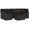 7-delat trädgårdsofabset med kuddar Svart Poly Rattan Akacia vidaXL Medium – miniatyr 2