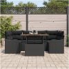 7-delat trädgårdsofabset med kuddar Svart Poly Rattan Akacia vidaXL Medium – miniatyr 3