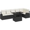 7-delat trädgårdsofaset med kuddar Svart Poly Rattan vidaXL Stor – miniatyr 2