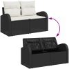 7-delat trädgårdsofaset med kuddar Svart Poly Rattan vidaXL Stor – miniatyr 11