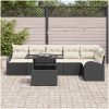 7-delat trädgårdsofaset med kuddar Svart Poly Rattan vidaXL Stor – miniatyr 3