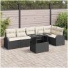 7-delat trädgårdsofaset med kuddar Svart Poly Rattan vidaXL Stor – miniatyr 1