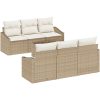 7-delat trädgårdsoff-set med kuddar Beige Konstrotting vidaXL 55 x 55 x 37 cm – miniatyr 2