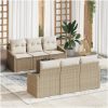 7-delat trädgårdsoff-set med kuddar Beige Konstrotting vidaXL 55 x 55 x 37 cm – miniatyr 1