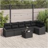 7-delat trädgårdsoff-set med kuddar Beige Poly Rattan vidaXL 288.5 x 123.5 x 85 cm – miniatyr 1