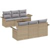 7-delat trädgårdsoff-set med kuddar Beige Poly Rotting vidaXL 55 x 55 x 37 cm – miniatyr 2