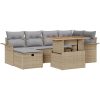 7-delat trädgårdsoff set med kuddar beige polyrotting vidaXL 100 x 55 x 73 cm – miniatyr 2