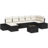 7-delat trädgårdsoff set med kuddar, brun konstrotting vidaXL 55 x 55 x 37 cm – miniatyr 2