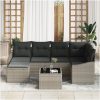 7-delat trädgårdsoff-set med kuddar grå Konstrotting vidaXL 288.5 x 123.5 x 85 cm – miniatyr 3