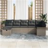7-delat trädgårdsoff-set med kuddar grå poly rattan vidaXL 297,5 x 132,5 x 85 cm – miniatyr 3