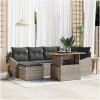 7-delat trädgårdsoff-set med kuddar i grå poly rattan vidaXL 100 x 55 x 73 cm – miniatyr 1