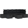 7-delat trädgårdsoff-set med kuddar i svart poly rattan vidaXL 55 x 55 x 37 cm – miniatyr 2
