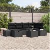 7-delat trädgårdsoff-set med kuddar i svart poly rattan vidaXL 55 x 55 x 37 cm – miniatyr 1